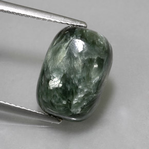 Séraphinite vert naturelle coupe coussin, 6,35 ct, opaque