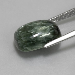 Séraphinite vert naturelle coupe coussin, 6,35 ct, opaque