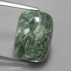 Séraphinite vert naturelle coupe coussin, 6,06 ct, opaque