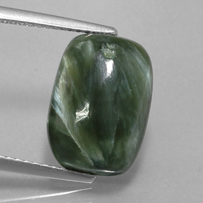 Séraphinite Vert naturelle Coupe coussin, 5.80 ct, Opaque