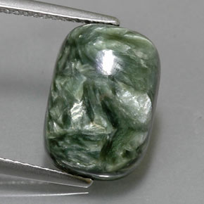 Séraphinite vert naturelle coupe coussin, 5,70 ct, opaque