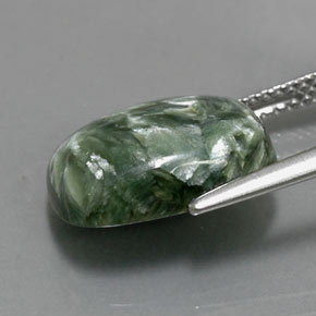 Séraphinite vert naturelle coupe coussin, 5,70 ct, opaque
