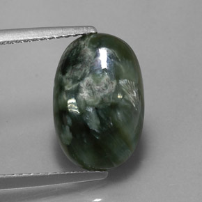 Séraphinite vert naturelle coupe ovale, 3,20 ct, opaque