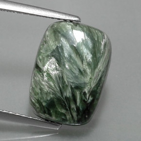 Séraphinite vert naturelle coupe coussin, 6,09 ct, opaque