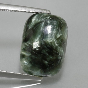 Séraphinite vert naturelle coupe coussin, 5,73 ct, opaque