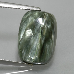 Séraphinite Vert naturelle Coupe coussin, 5.80 ct, Opaque