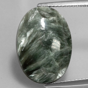 Séraphinite vert naturelle coupe ovale, 8,22 ct, opaque