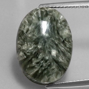 Séraphinite vert naturelle coupe ovale, 9,70 ct, opaque