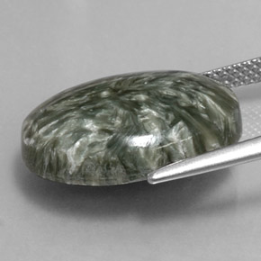 Séraphinite vert naturelle coupe ovale, 9,70 ct, opaque