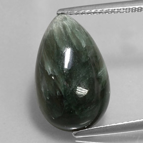 Séraphinite vert naturelle en forme de poire, 7,49 ct, opaque