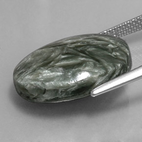 Séraphinite vert naturelle coupe ovale, 9,46 ct, opaque