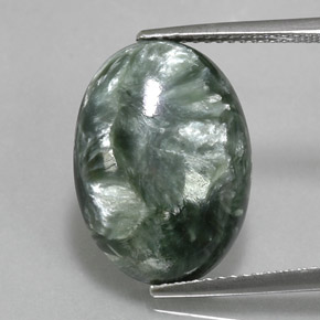 Séraphinite vert naturelle coupe ovale, 8,27 ct, opaque