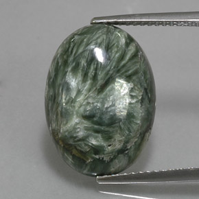 Séraphinite vert naturelle coupe ovale, 8,69 ct, opaque