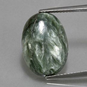 Séraphinite Vert naturelle Coupe ovale, 6.95 ct, Opaque