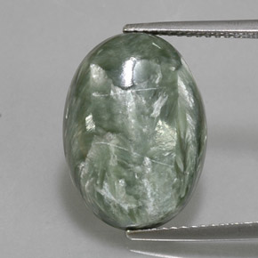 Séraphinite vert naturelle coupe ovale, 8,60 ct, opaque