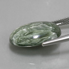 Séraphinite vert naturelle coupe ovale, 8,60 ct, opaque