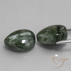 Shop natural 12.35ct Vert grisâtre Séraphinite gems, En forme de poire, from Russie at GemSelect. In stock, global shipping!