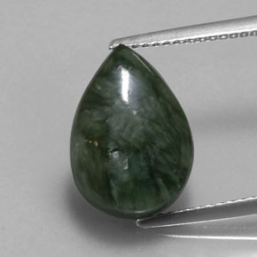 Séraphinite vert naturelle en forme de poire, 6,06 ct, opaque