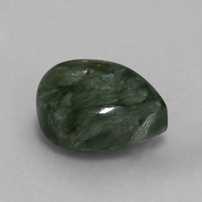 Séraphinite vert naturelle en forme de poire, 6,06 ct, opaque