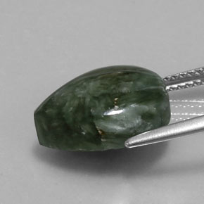 Séraphinite vert naturelle en forme de poire, 6,06 ct, opaque