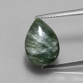 Séraphinite vert naturelle en forme de poire, 5,20 ct, opaque
