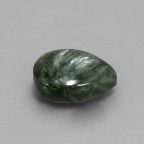 Séraphinite vert naturelle en forme de poire, 5,20 ct, opaque