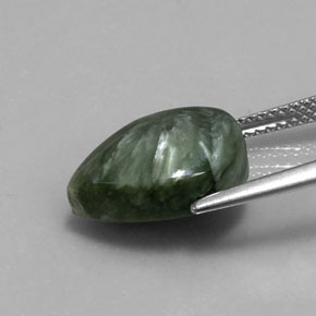 Séraphinite vert naturelle en forme de poire, 5,20 ct, opaque