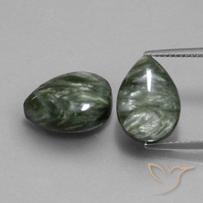 Shop natural 11.30ct Vert militaire Séraphinite gems, En forme de poire, from Russie at GemSelect. In stock, global shipping!