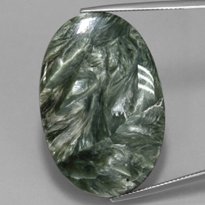 Séraphinite vert naturelle coupe ovale, 37,48 ct, opaque