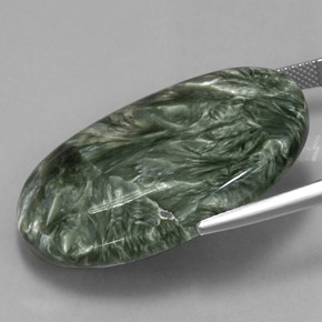 Séraphinite vert naturelle coupe ovale, 37,48 ct, opaque