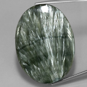 Séraphinite vert naturelle coupe ovale, 54,90 ct, opaque