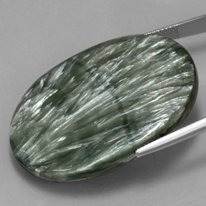 Séraphinite vert naturelle coupe ovale, 54,90 ct, opaque