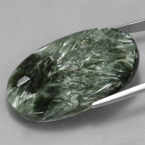 Séraphinite vert naturelle coupe ovale, 59,99 ct, opaque