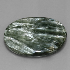 Séraphinite vert naturelle coupe ovale, 54,47 ct, opaque