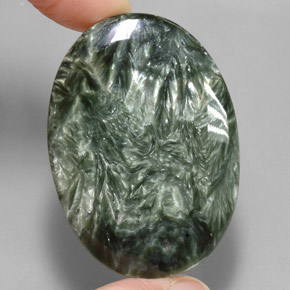 Séraphinite Vert naturelle Coupe ovale, 55.55 ct, Opaque
