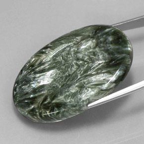 Séraphinite Vert naturelle Coupe ovale, 55.55 ct, Opaque