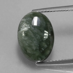 Séraphinite vert naturelle coupe ovale, 6,53 ct, opaque