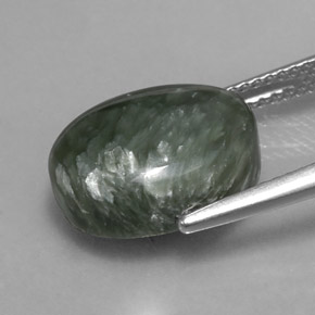 Séraphinite vert naturelle coupe ovale, 6,53 ct, opaque