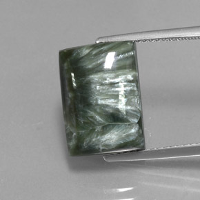 Séraphinite vert naturelle baguette, 8,45 ct, opaque