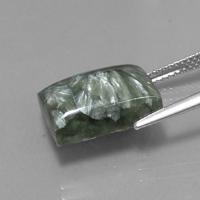 Séraphinite vert naturelle baguette, 8,45 ct, opaque