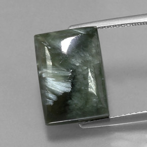 Séraphinite Vert foncé naturelle Baquette, 10.06 ct, Opaque