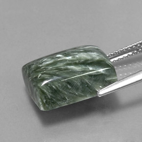 Séraphinite vert naturelle baguette, 8,60 ct, opaque