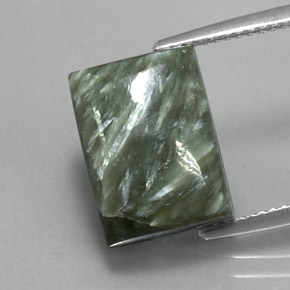 Séraphinite Vert naturelle Baquette, 7.85 ct, Opaque