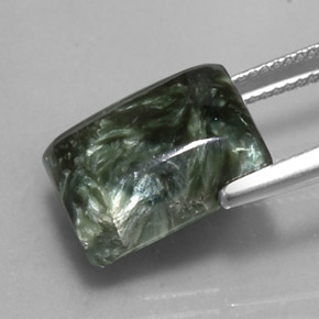 Séraphinite vert naturelle baguette, 9,10 ct, opaque