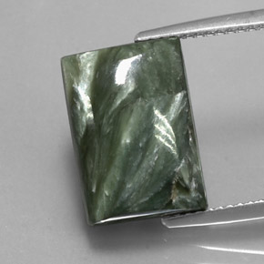 Séraphinite vert naturelle baguette, 8,45 ct, opaque