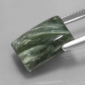 Séraphinite vert naturelle baguette, 8,45 ct, opaque