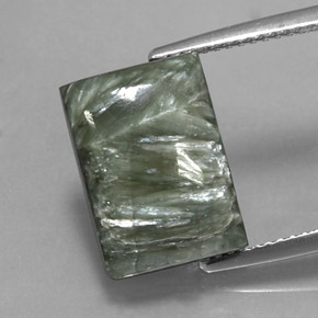 Séraphinite vert naturelle baguette, 7,63 ct, opaque