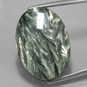 Séraphinite vert naturelle coupe ovale, 24,96 ct, opaque