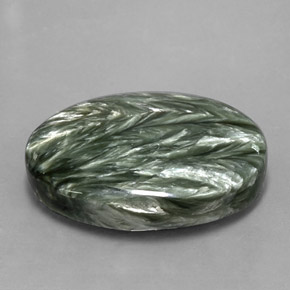 Séraphinite vert naturelle coupe ovale, 24,96 ct, opaque