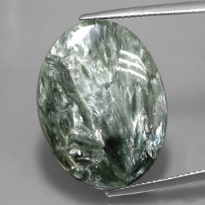 Séraphinite vert naturelle coupe ovale, 21,31 ct, opaque